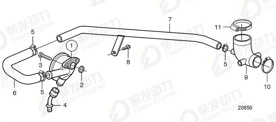 沃尔沃 排气软管 20714027 图纸